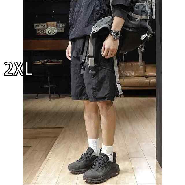 [2XL]秋冬 コーデ メンズ  服 シンプル ファッション オシャレ 大人 かっこいい 大きいサイズ ストリート 紳士服  カーゴ パンツ アウター 五分丈 パンツ ハイエンド マルチ ポケット ストレー