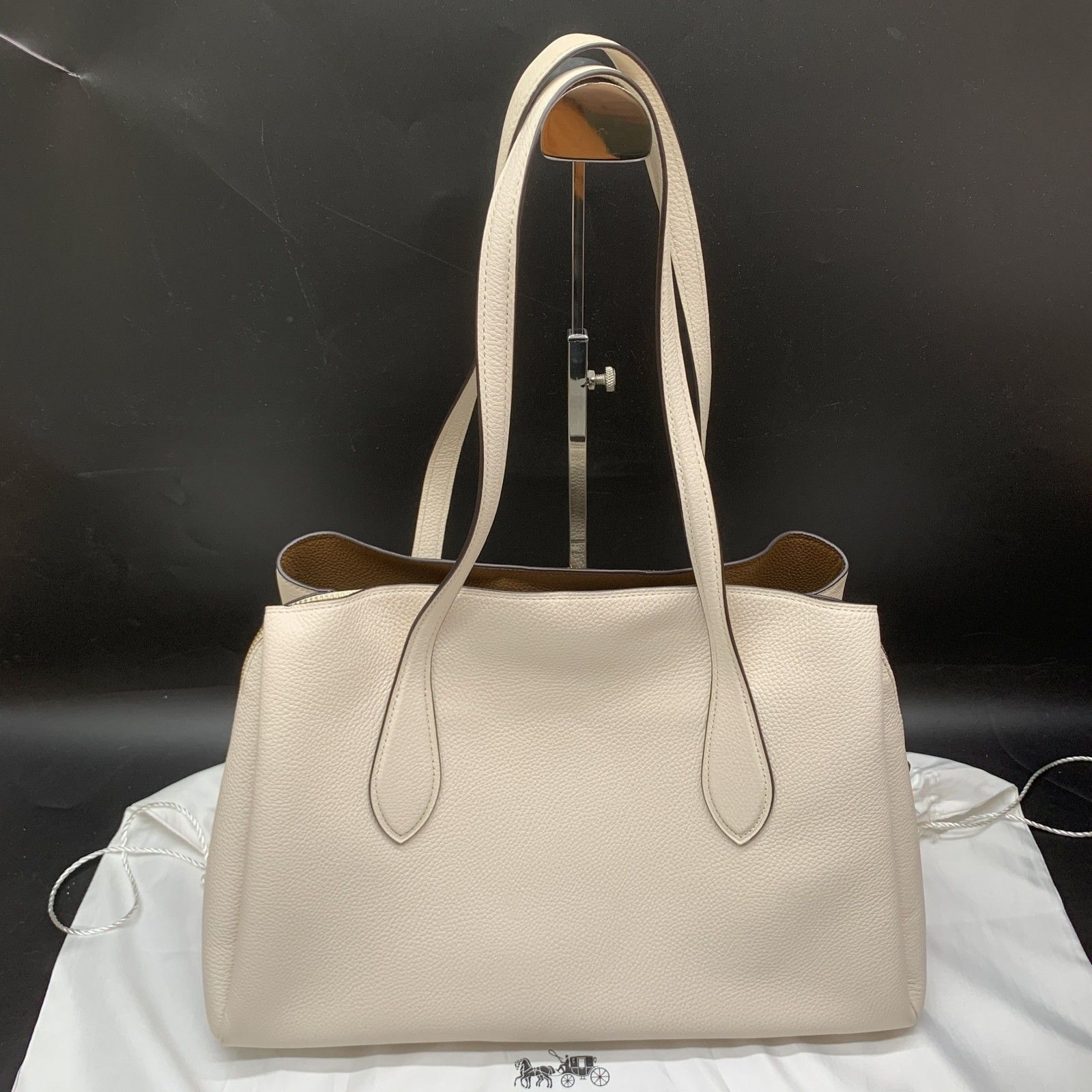 未使用保管品 コーチ COACH ターンロック　レザー トートバッグ ハンドバッグ  ショルダー ホワイト　レディース 未使用保管品 コーチ COACH ターンロック レザー トートバッグ