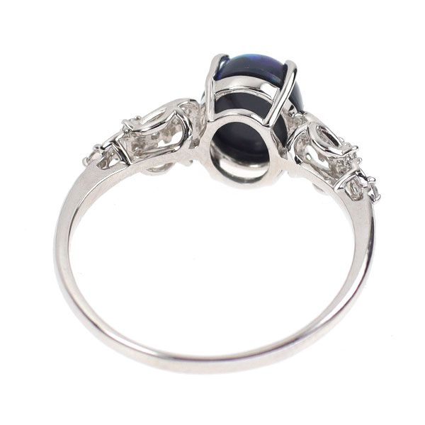 Pt950 オーストラリア産ブラック オパール ダイヤモンド リング 0.930ct D0.08ct エスコレ