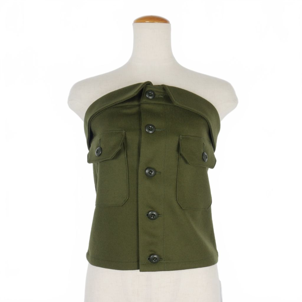 未使用品 ハイク HYKE 24AW WOOL STRAPLESS TOP ウール ビスチェ S オリーブ 緑 17458-0101 レディース ハイク HYKE 24AW WOOL STRAPLESS TOP ウール ビスチェ S