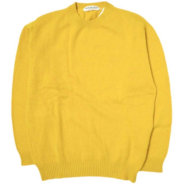 新品 SOVEREIGN ソブリン 21AW スコットランド製 Crew Neck Sweater ウールクルーネックニット  1113-643-4671 42 Mustard セーター UNITED ARROWS 定価55,000円 トップス g16514