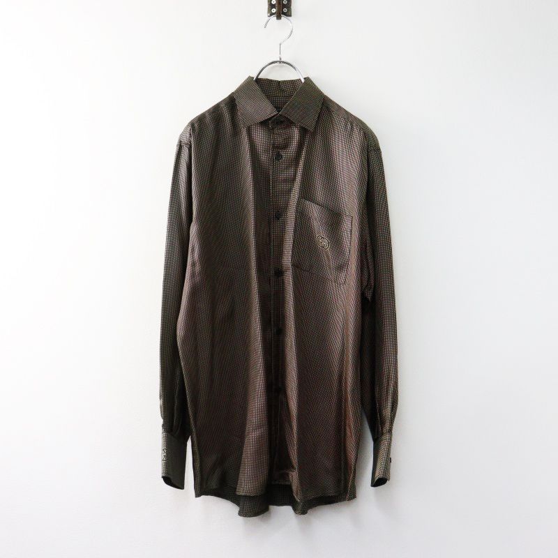 Archive GUCCI by Tom Ford dot INTERLOCKING G printed Shirt 40|beige グッチ トムフォード期 2400014436365