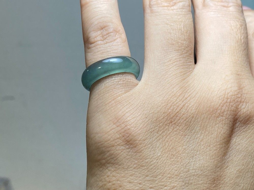 L14-53 ピンキーリング 氷種 青灰色 7.5号 グアテマラ産 A貨 本翡翠
