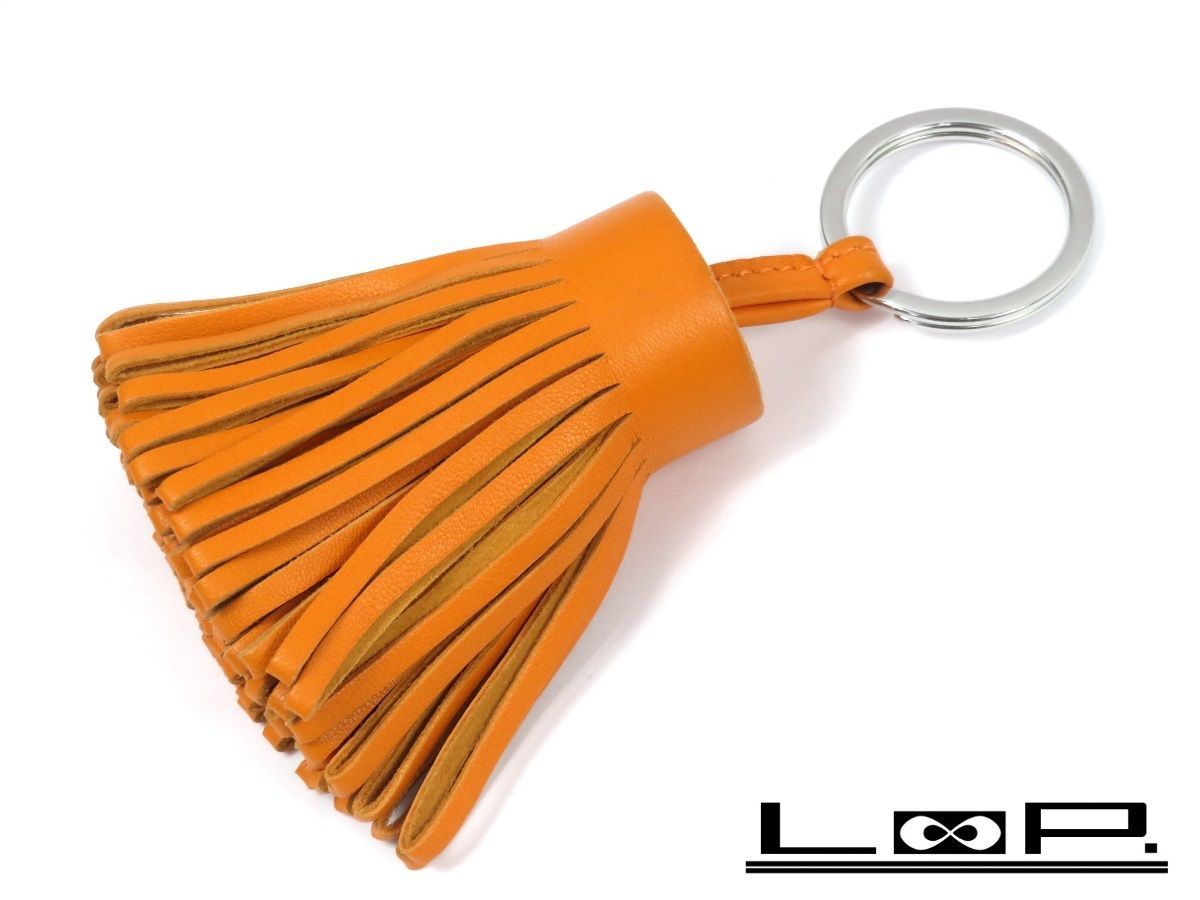 ■美品■　エルメス カルメン キーホルダー チャーム タッセル オレンジ 【A64613】 □美品□ エルメス カルメン キーホルダー チャーム タッセル オレンジ