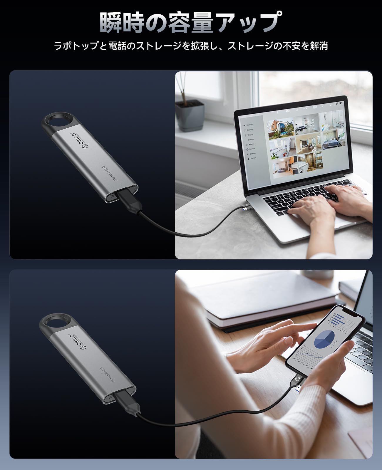 ORICO 外付けSSD 1 TB 最大1050 MB 秒 SSD外付け 2 in 1 USB C - Aケーブル付き Type-Cスマートフォン タブレット ノートブック用高信頼性ストレージ - C10 WWW_OPDRERGINERDOGAN_COM