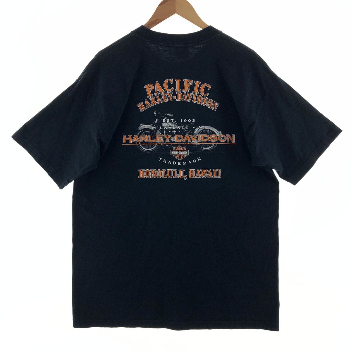 メンズ ハワイ限定00s ハーレーダビッドソン Tシャツ XL 黒 両面プリント