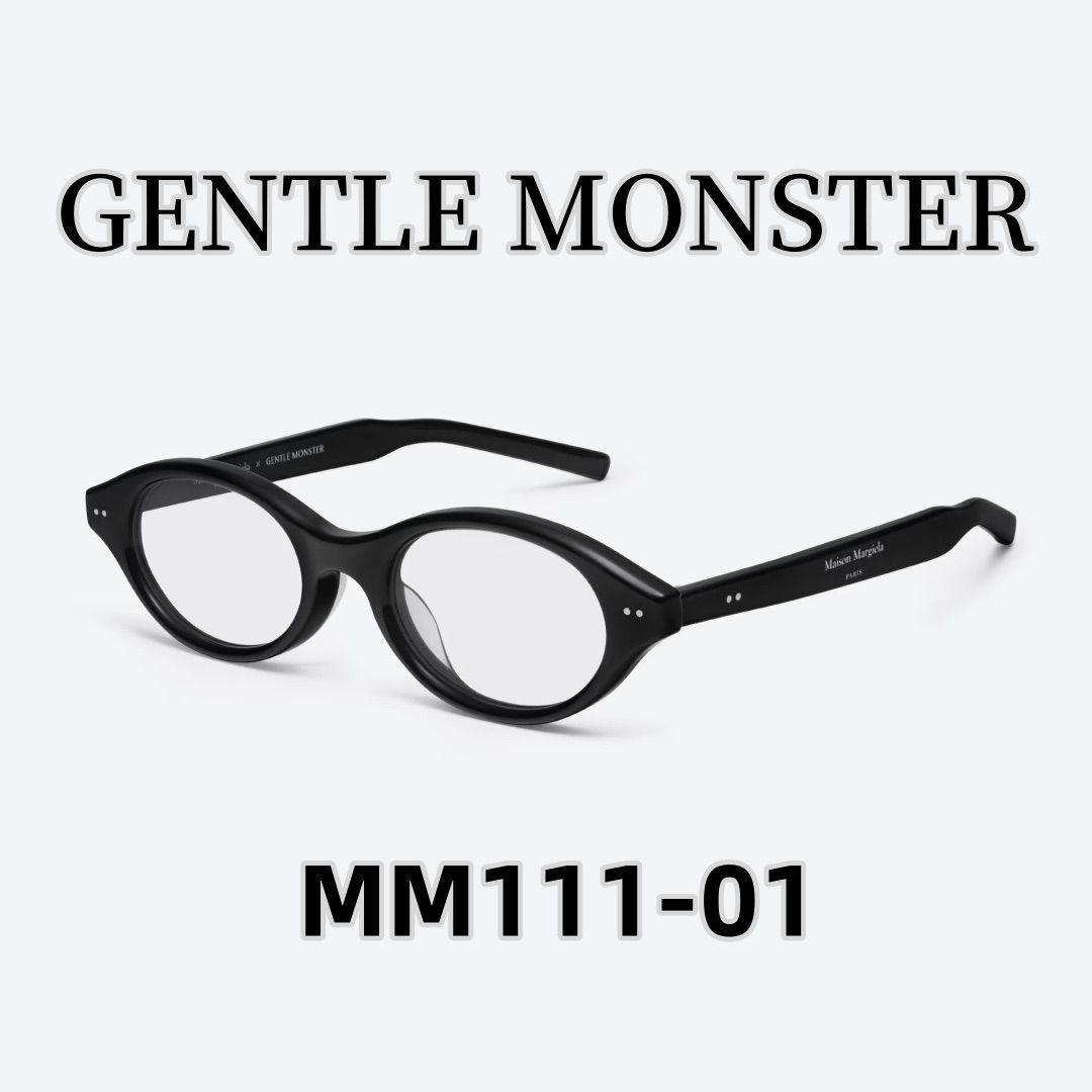 2024新作 ジェントルモンスター メゾンマルジェラサングラス Gentle Monster Maison Margiela MM111 01 メガネ  ブラックアセテートフレーム/クリアレンズ/ラウンドシェイプ正規品