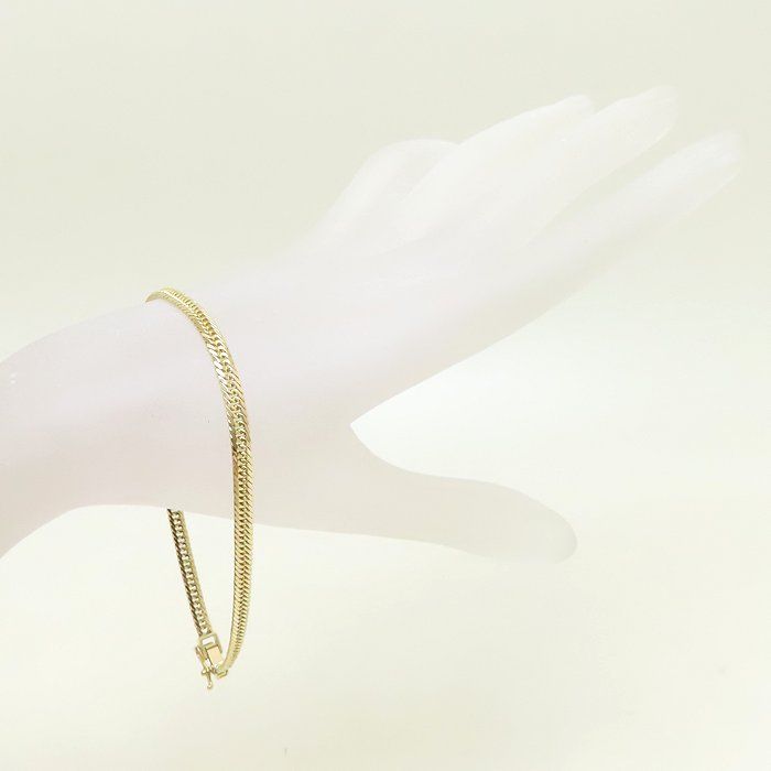 喜平アンクレット ブレスレット K18YG イエローゴールド レディース 8面 トリプル 23cm 10.2g 129171 FJ