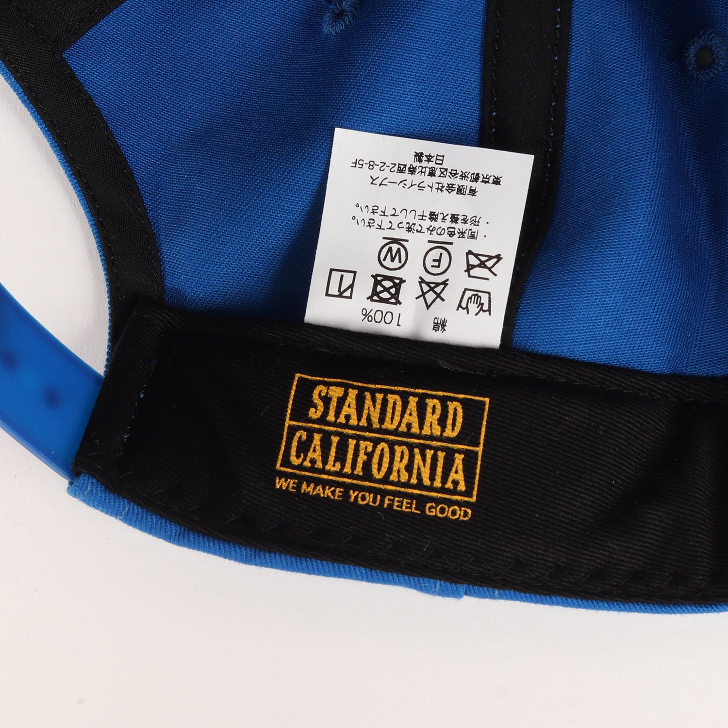 美品 STANDARD CALIFORNIA スタンダードカリフォルニア キャップ 24SS パロディ ボックス ロゴ 刺繍 ツイル トラッカーキャップ SD SDC Logo Patch Twill Cap ブルー 日本製 スナップバック【メンズ】