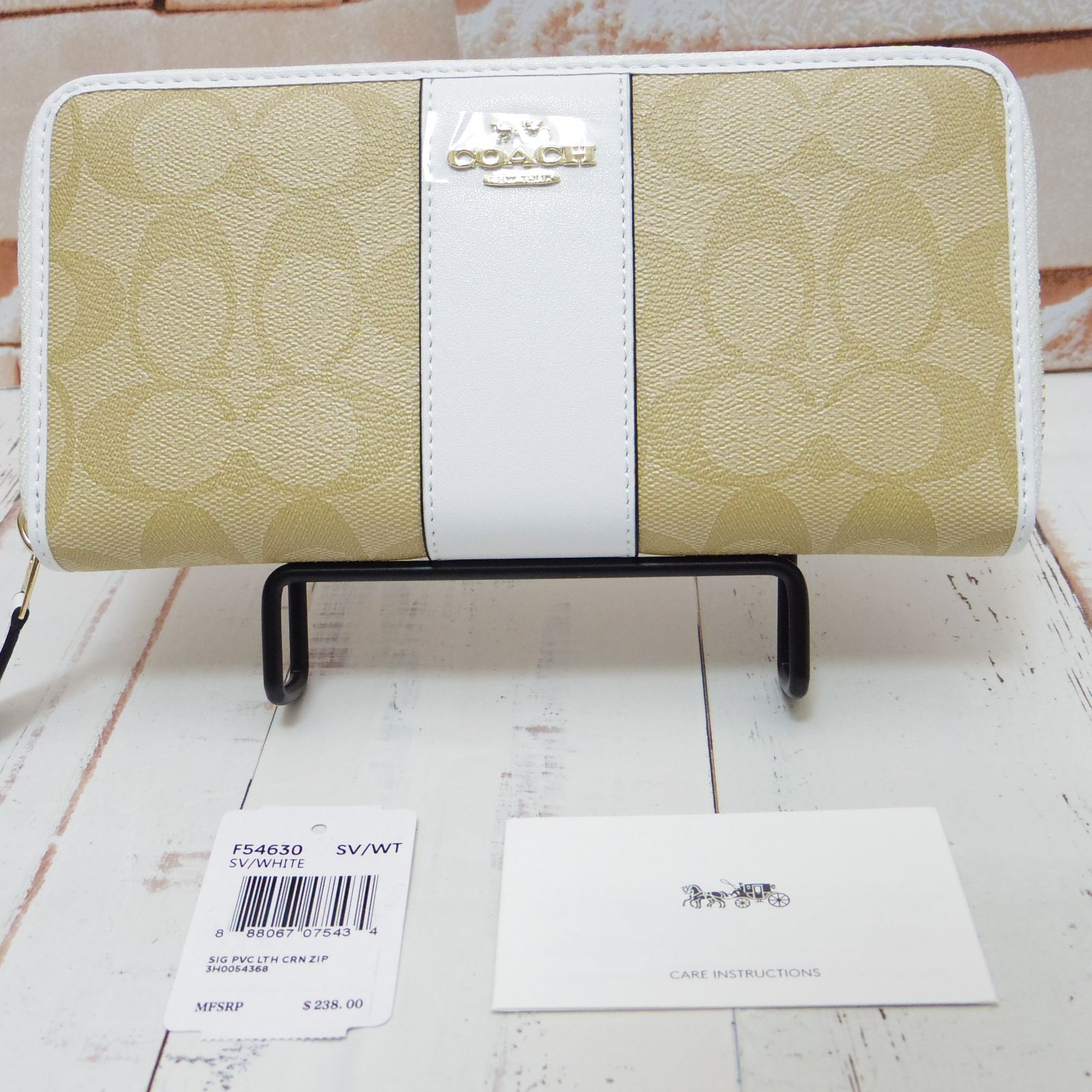 COACH コーチ 財布 長財布 レザー ラウンドファスナー カーキチョーク 