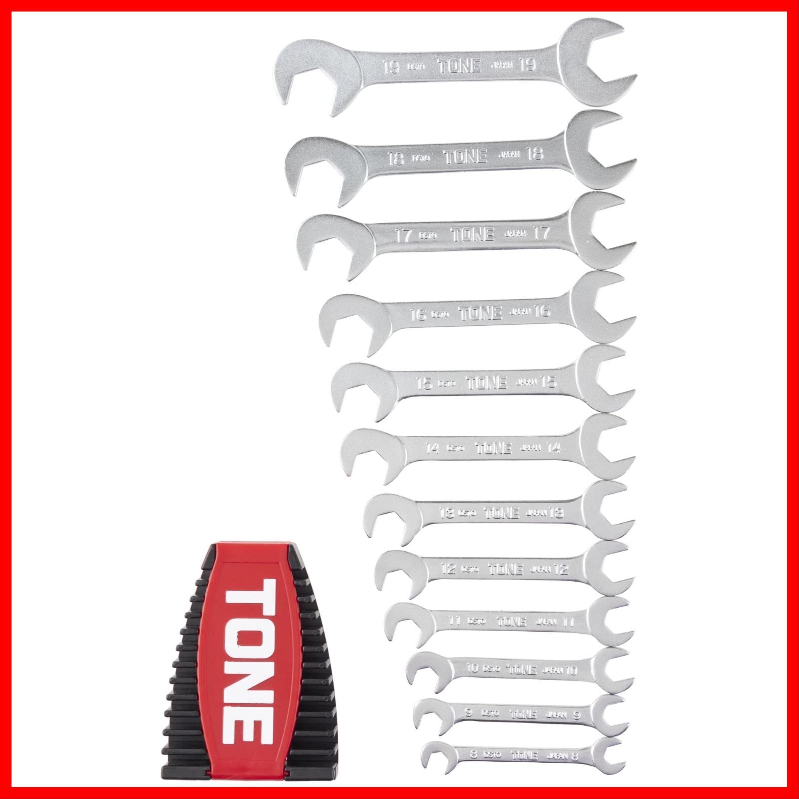 薄型スパナセット ホルダー付 DSTO1200P レッド ブラック トネ TONE 内容12点