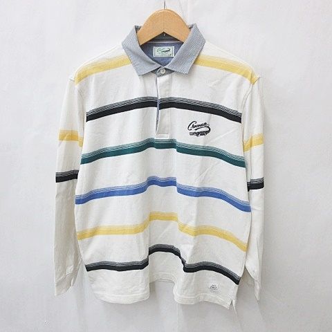 クロコダイル CROCODILE ポロシャツ 長袖 ボーダー ホワイト イエロー ネイビー ブルー グリーン 白 黄 緑 青 紺 3L