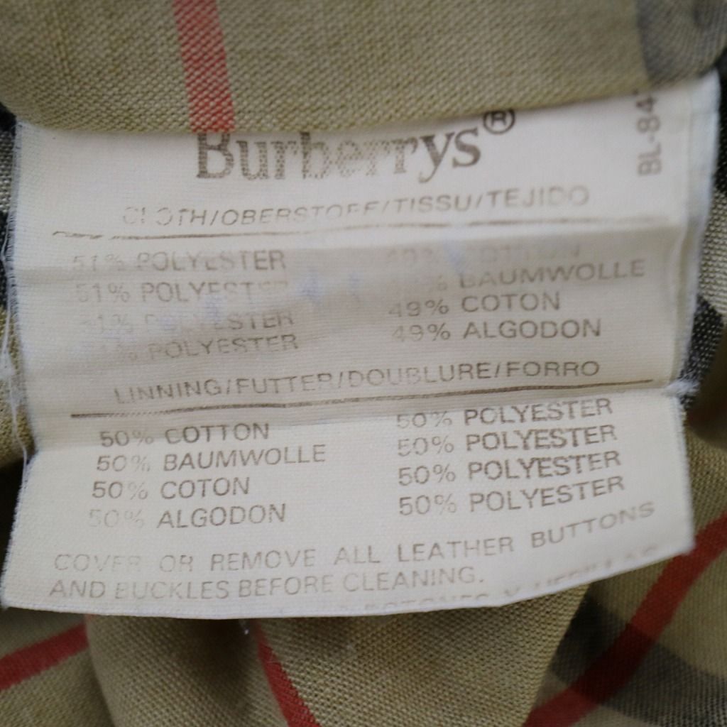 80年代 BURBERRY バーバリー トレンチコート 裏地チェック 防寒 防風