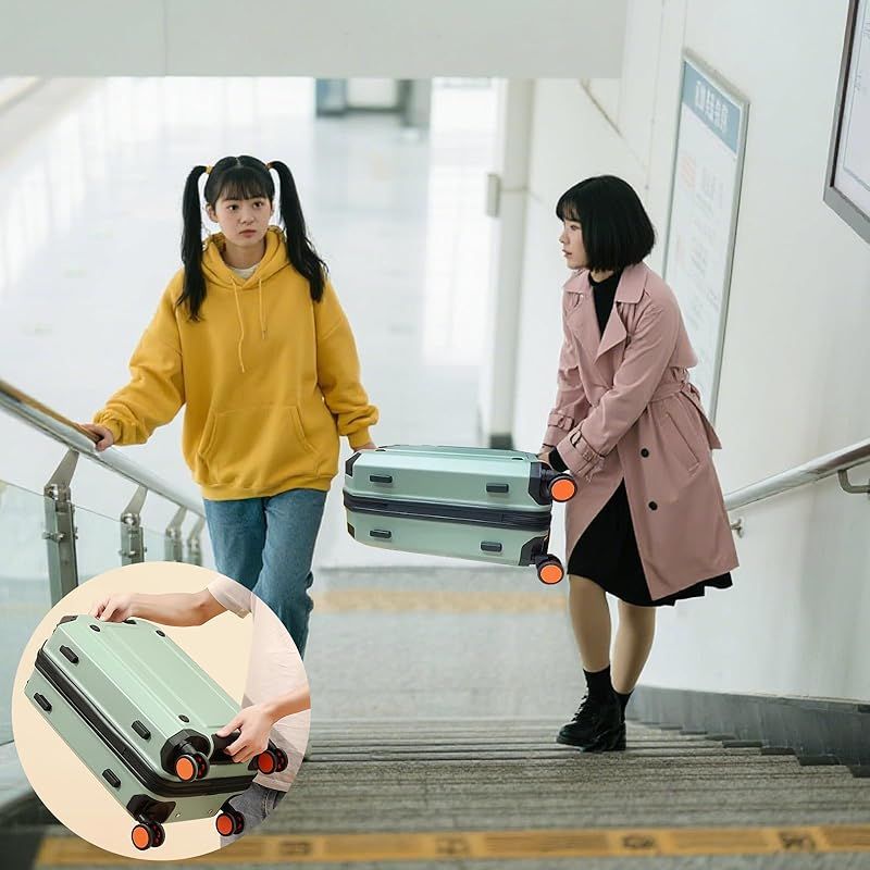 GGQAAA キャリーケース トップオープン USB充電 アルミフレーム TSAロック ダブルキャスター ファッション Army Green 24インチ 4-6泊 66 44 27cm 0