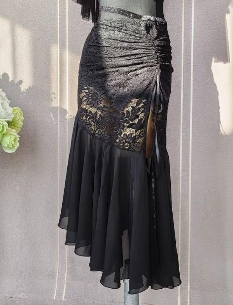 社交ダンスドレス モダンダンス レース 透けます スカート オーダー