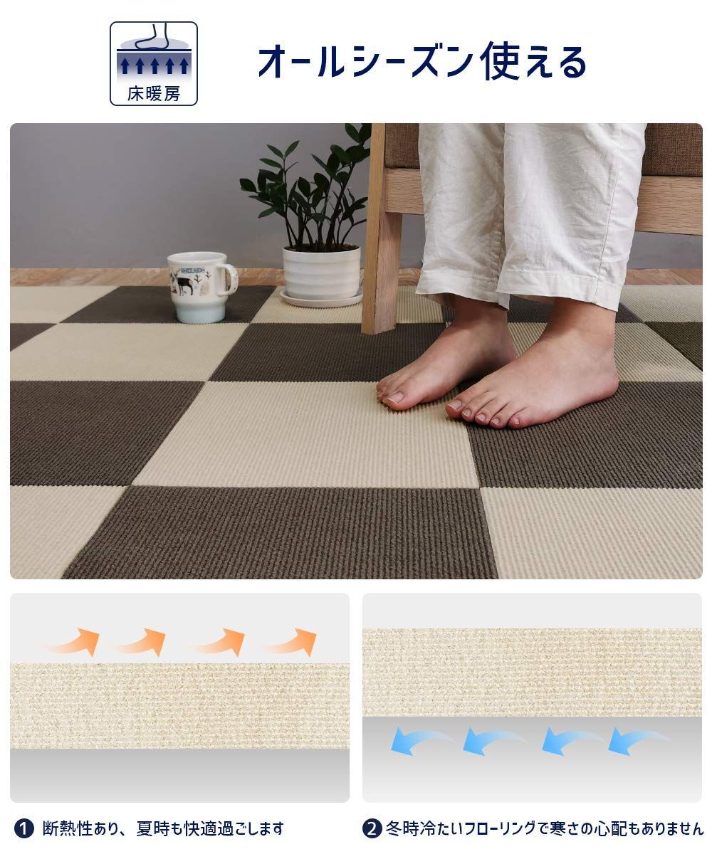 特価セール】FUNHOO ジョイントマット 【30*30cm 40枚（約3.2畳） モカ