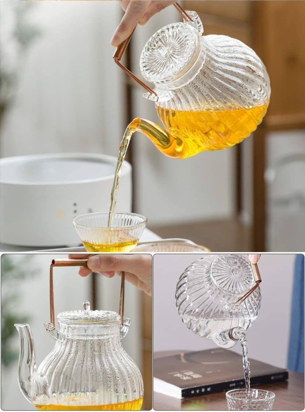 ツルのティーポット 銅雕ティーポット 金属工芸品 竹雲仙鶴酒壺