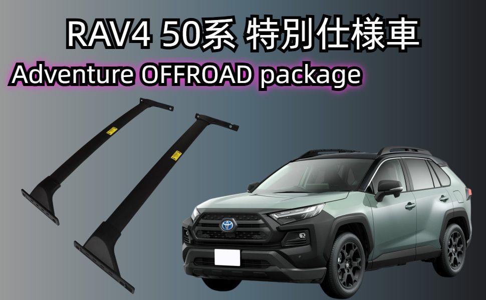 トヨタ RAV4 50系 アドベンチャー Adventure OFFROAD package ルーフキャリア クロスバー ベースキャリア アルミ製 2本セット カーキャリア ルーフラック 耐荷重75kg 積載 取説付き 外装 ブラック