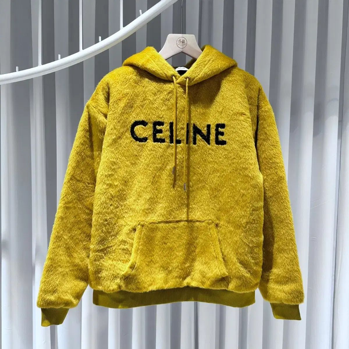CELINE(セリーヌ) ファジー ウール フード付きTシャツ 黄色 ／ L