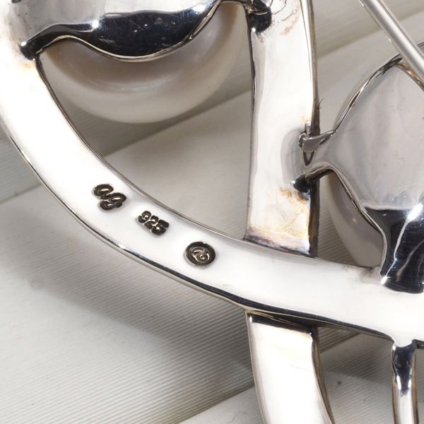 碌山 ROKUZAN ロクザン メノウケシパール 925 シルバーブローチ