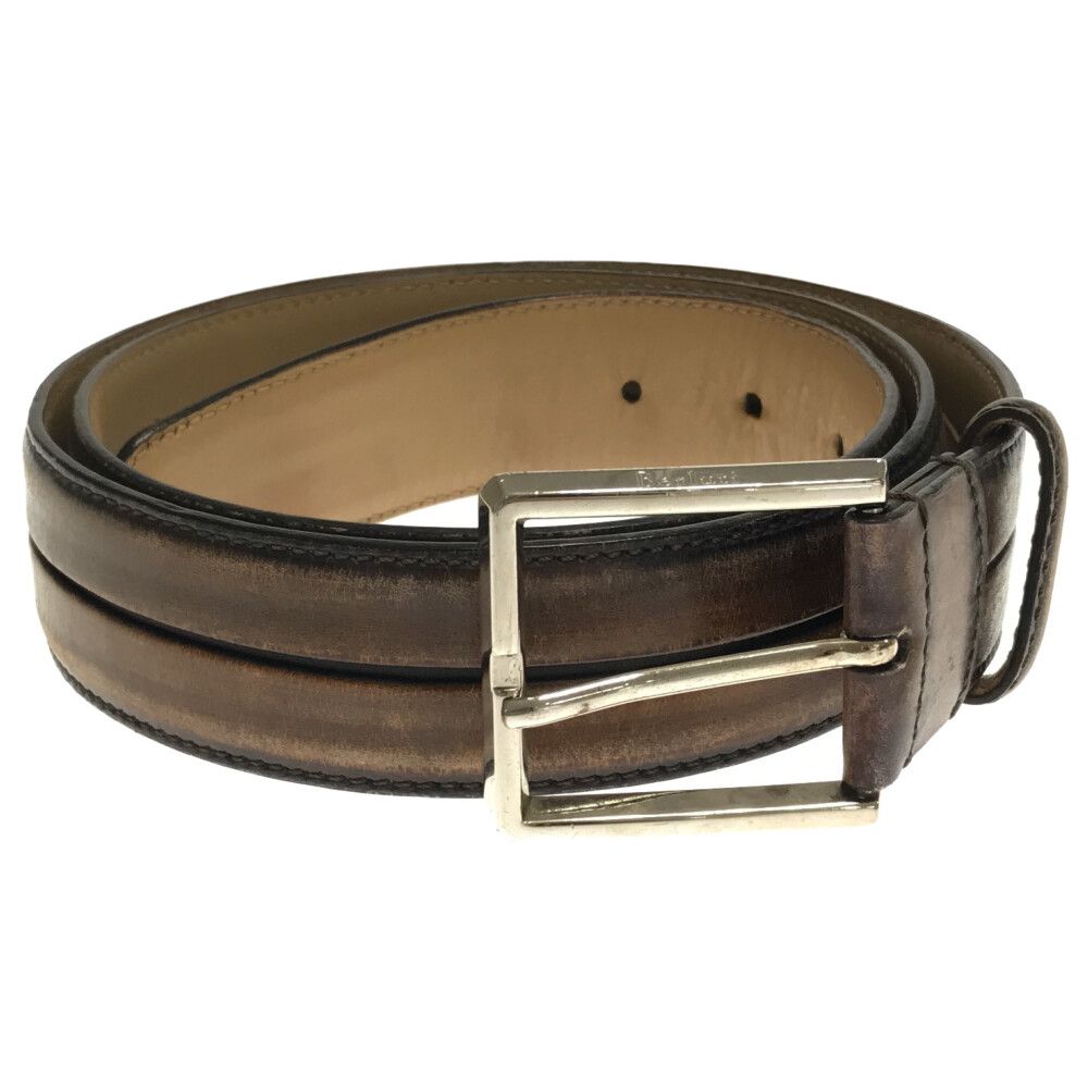 Berluti (ベルルッティ) センターライン レザー ベルト ブラウン