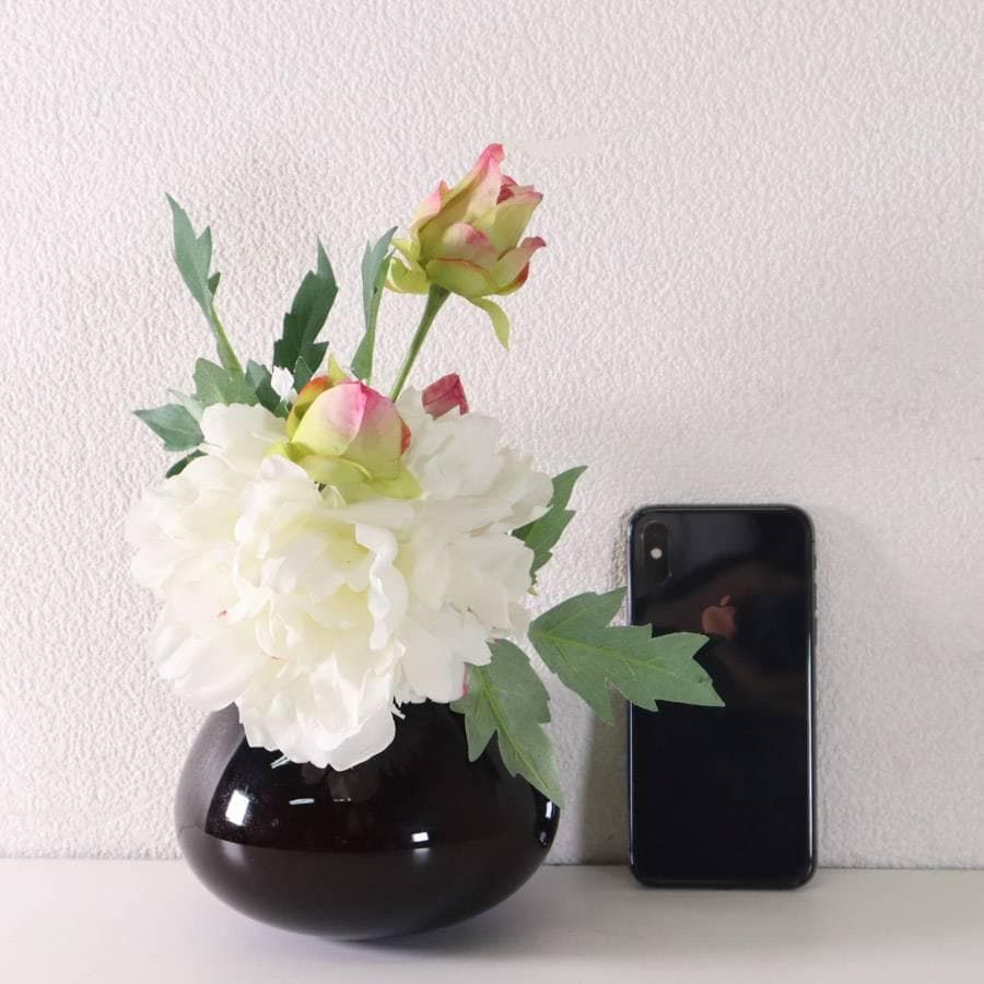 展示品 ツヴィーゼル ドイツ製 ガラス花瓶 フラワーベース フェイクフラワー付き 展示品 ツヴィーゼル ドイツ製 ガラス花瓶 フラワーベース フェイク