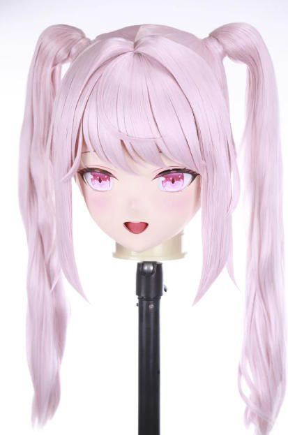 全頭マスク ロック付き NO.1186 カツラ付き フルマスク ドール ヘッドロリータ人形 コスプレ 変身 仮装 着ぐるみ 二次元美少女