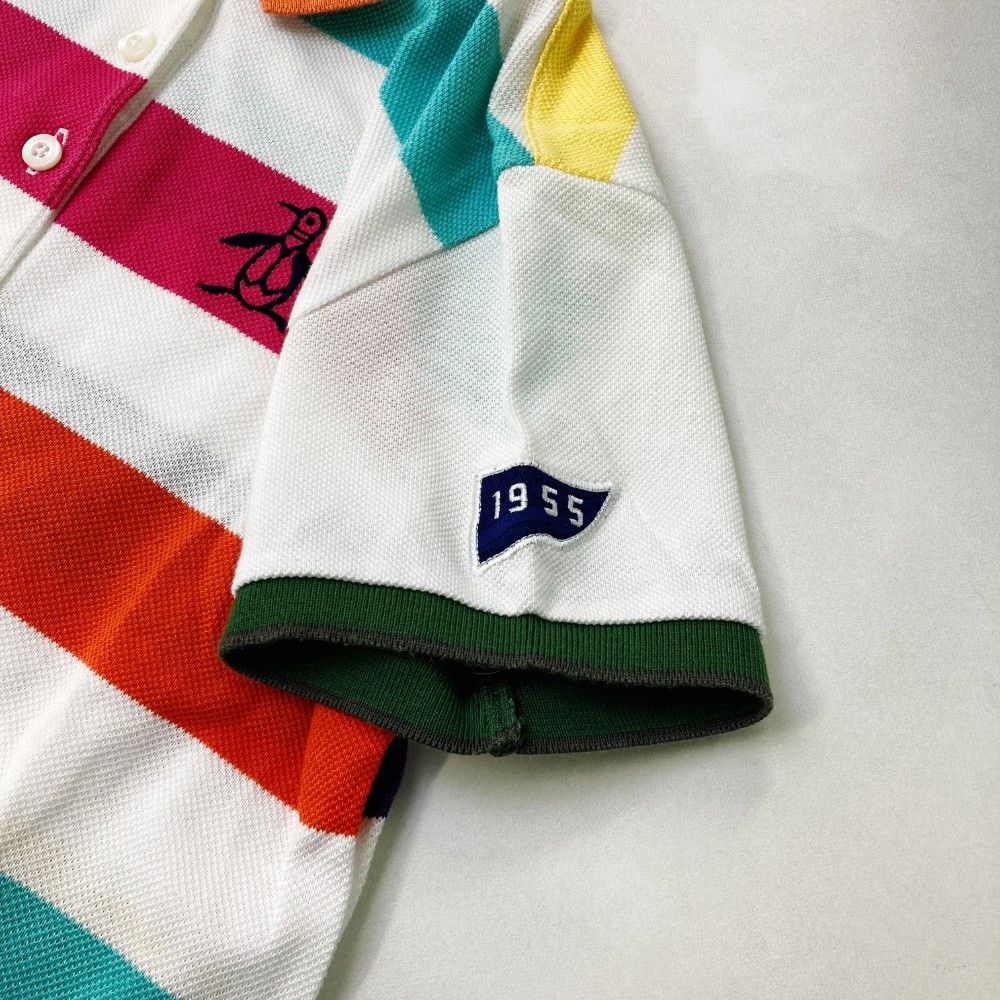 Munsingwear マンシングウェア 半袖 ワンピース M ボーダー ゴルフ 美品】マンシングウェア 半袖ワンピース グレー×レッド ボーダー