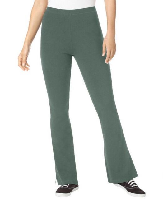 送料無料 ウーマン ウィズイン レディース レギンス ボトムス Plus Size Within Stretch-Cotton Knit Pull-On Bootcut Leggings Pine