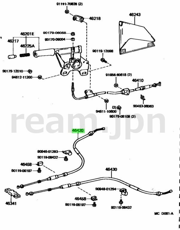 新品 トヨタ純正 70 スープラ パーキングブレーキケーブル サイドブレーキ ワイヤー TOYOTA Supra Genuine