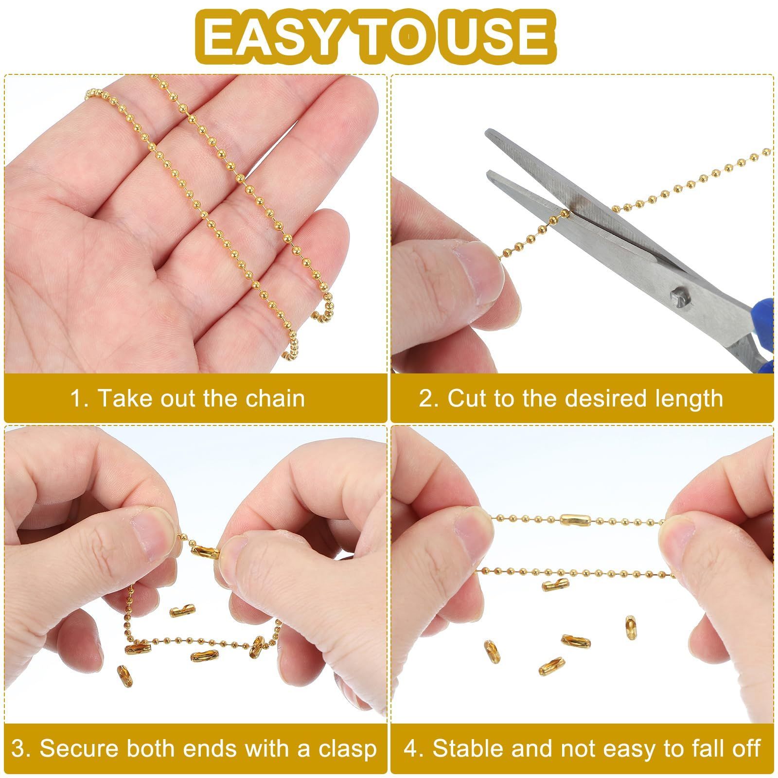 [PATIKIL] 32.81フィートのステンレススチールボールチェーン、20個のコネクター付きの宝石メイキングDIYクラフトハンギングデコレーション用ビーズネックレスチェーン、シルバー