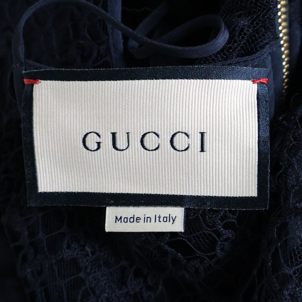 GUCCI (グッチ) GGロゴレース切替 シースルーワンピース