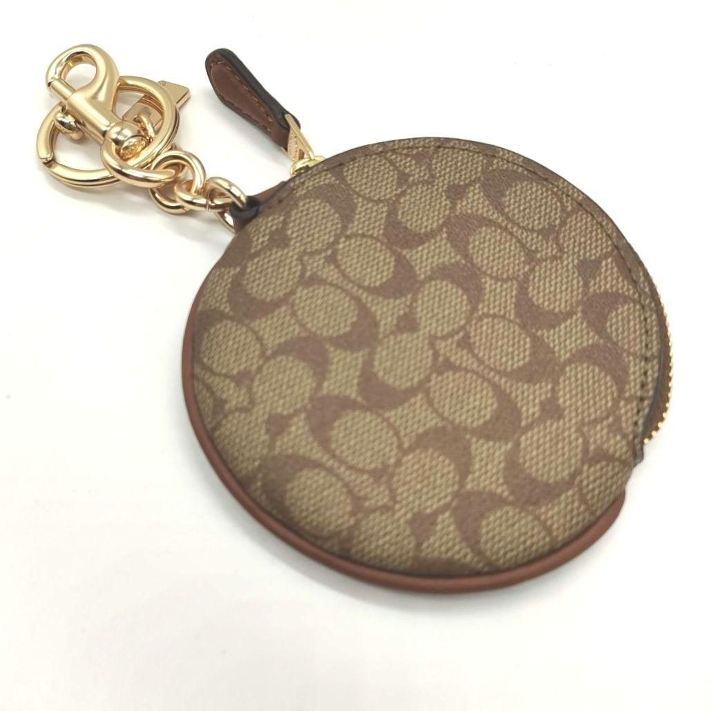 COACH 日本未発売 キーホルダー サーキュラー コインポーチ 89987 カーキ