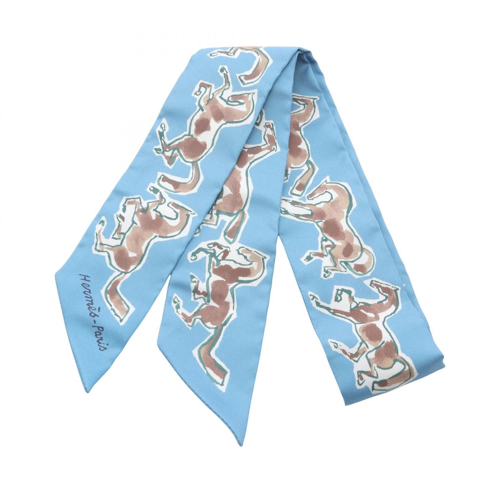 限定価格✨エルメス　ツイリー　自由の馬　ブルー×ブラウン 802500038153000-4_e80b512a-