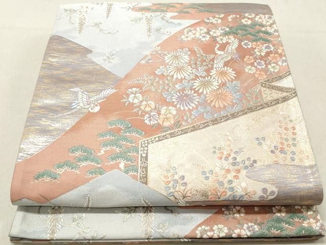 平和屋着物◎六通柄袋帯 唐織 九百錦 山麗春秋文 金糸 正絹 逸品
