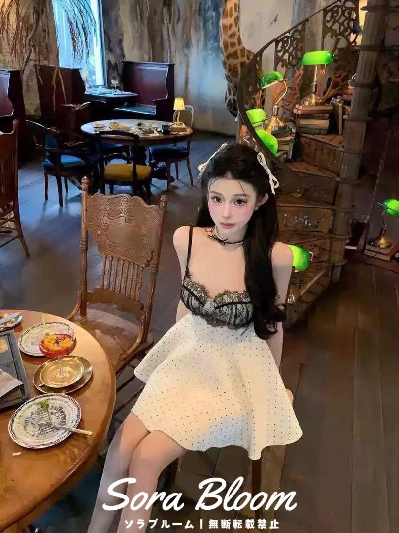 大人かわいいドット柄ミニドレス❤️結婚式・パーティ用スタイルアップ 新品未使用大人かわいいドット柄ミニドレス 結婚式・パーティ用
