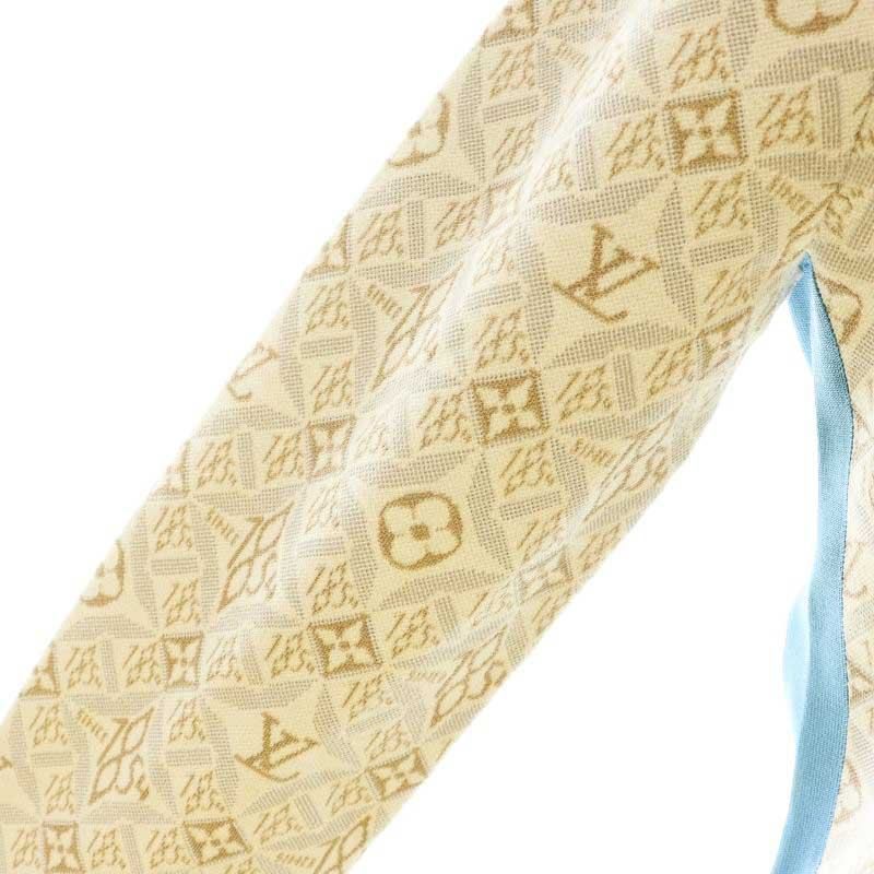 ルイヴィトン LOUIS VUITTON 22SS モノグラム・コントラストトリム カーディガン ニット 長袖 Vネック S グレー ベージュ 水色 ルイヴィトン LOUIS VUITTON 22SS モノグラム・コントラスト