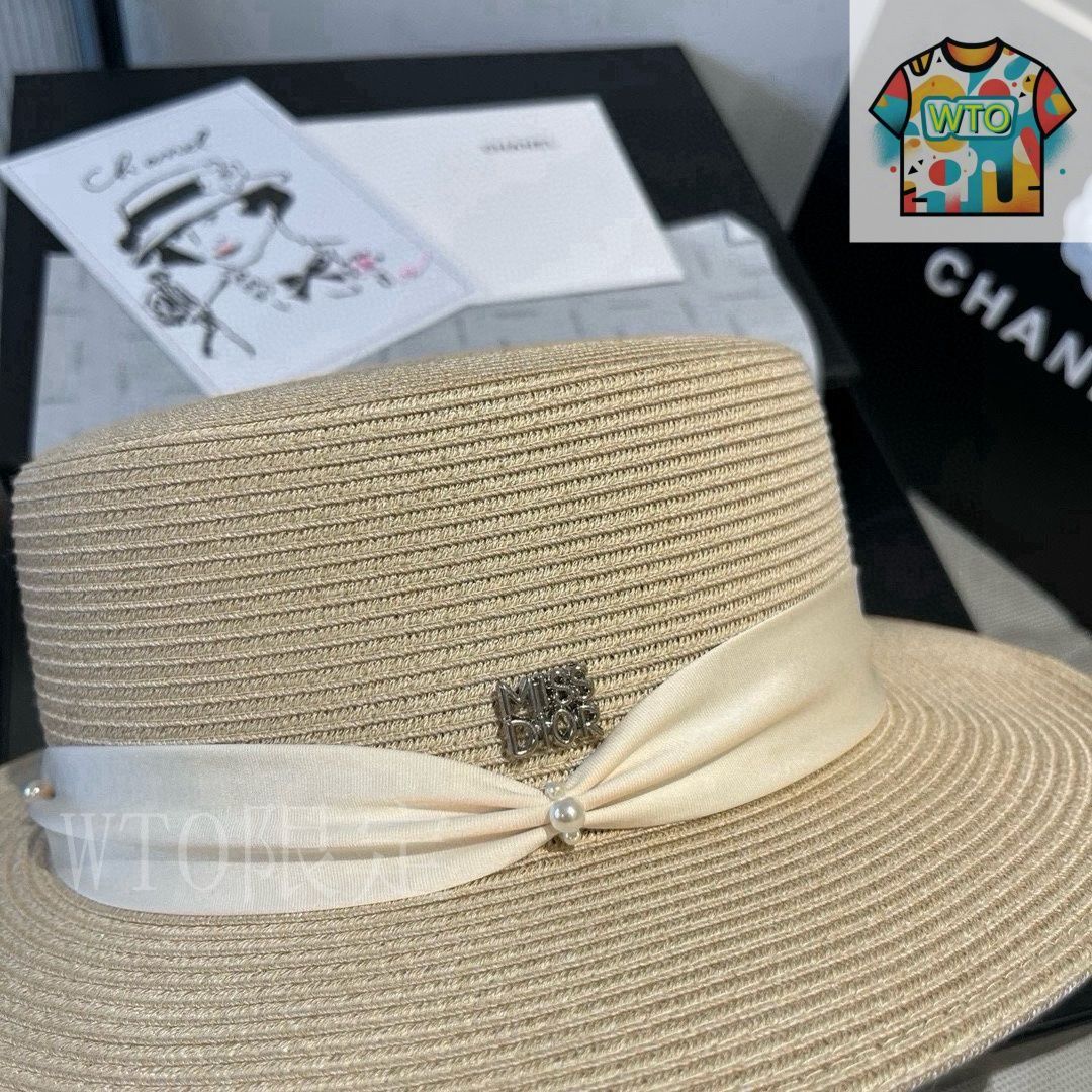 新品未使用　Christian Dior ストローハット 美品 クリスチャンディオール ストローハット 麦わら帽子