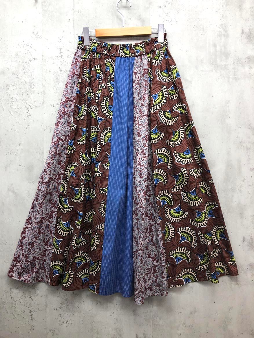 LE MELANGE ル メランジェ アフリカン エスニック柄 ロング スカート マルチカラー ◆◎レディース