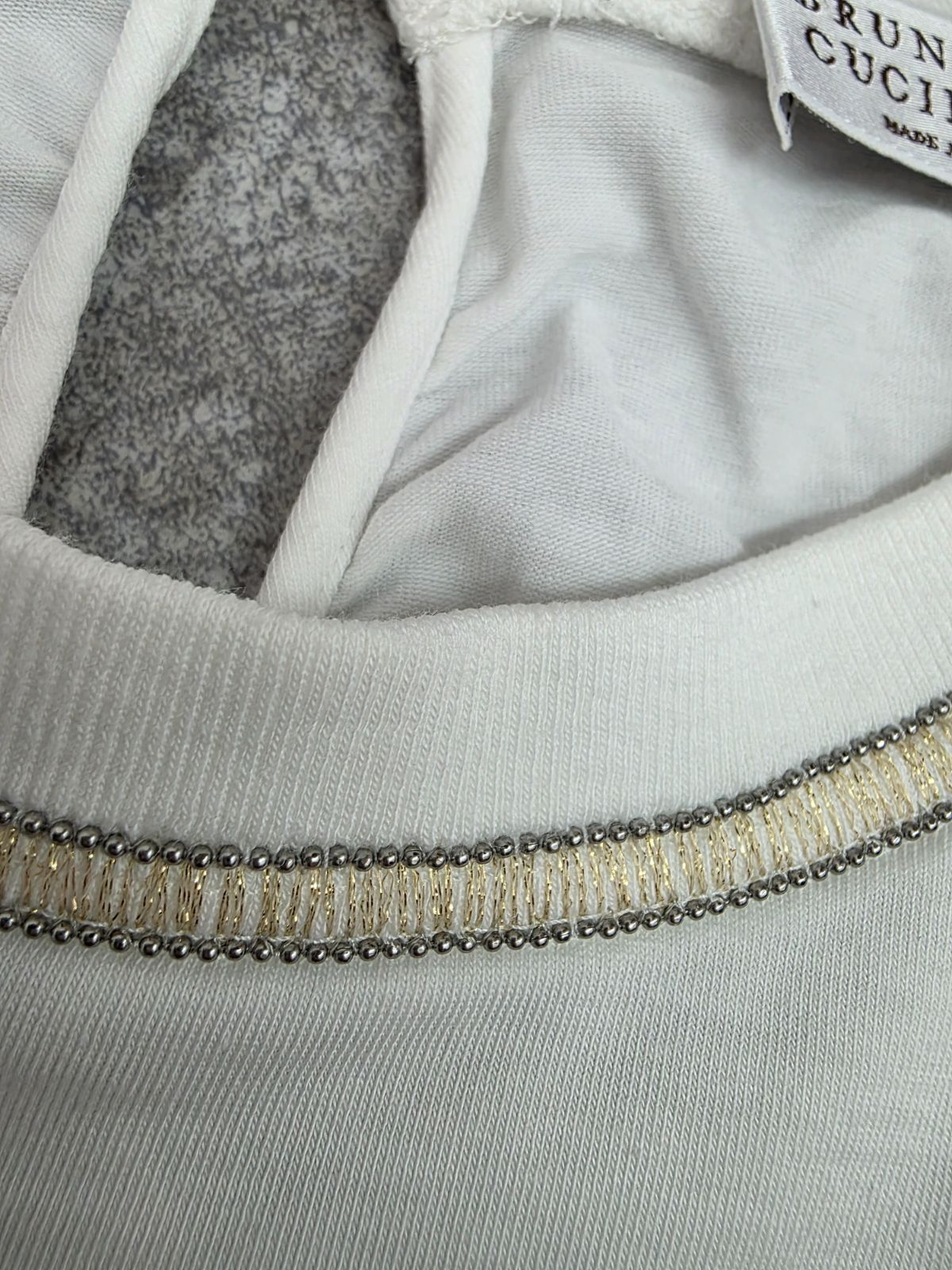 ✨クチネリ　袖まわりモニーレ白トップス ☆美品【Brunello Cucinelli/ブルネロクチネリ】モニーレ 半袖 T