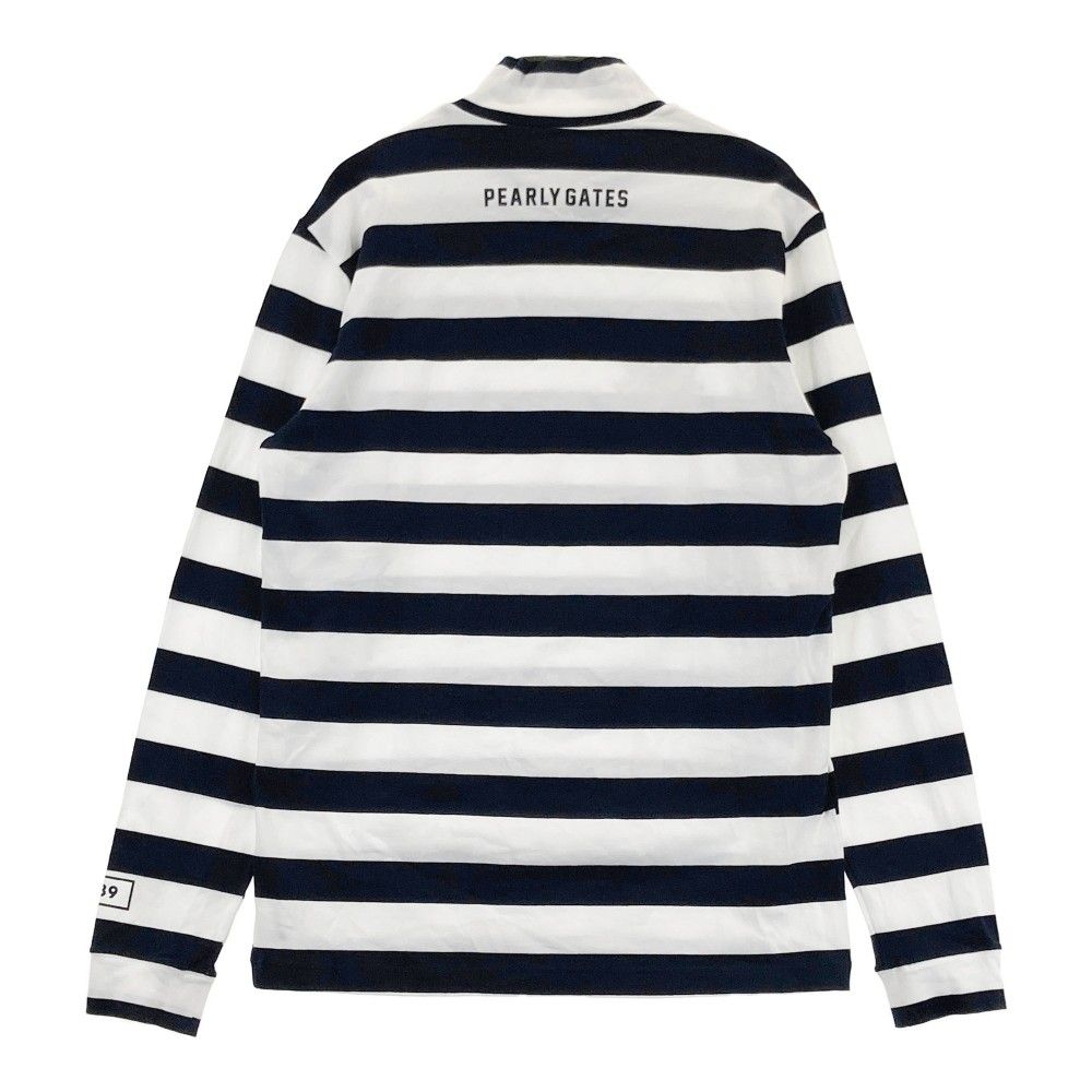 サイズ：6 PEARLY GATES パーリーゲイツ  ハイネック 長袖Tシャツ ボーダー柄 ネイビー系 [240101443081] ゴルフウェア メンズ ストスト サイズ：6 PEARLY GATES パーリーゲイツ ハイネック 長袖Tシャツ