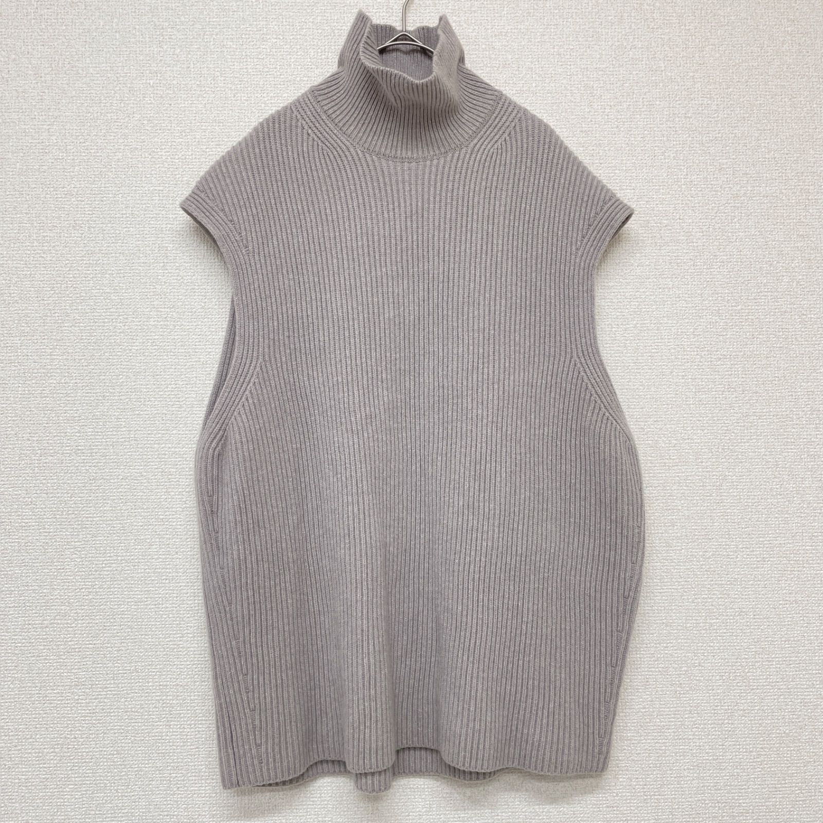 AURALEE オーラリー ノースリーブニット ベスト リブ ハイネック タートル オーバーサイズ 日本製 グレー