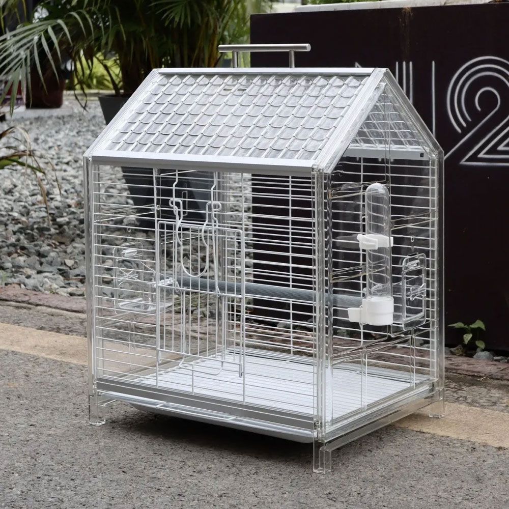 クリアアクリル鳥かご スパッタ防止 手提げ 複数飼い小/中型インコ
