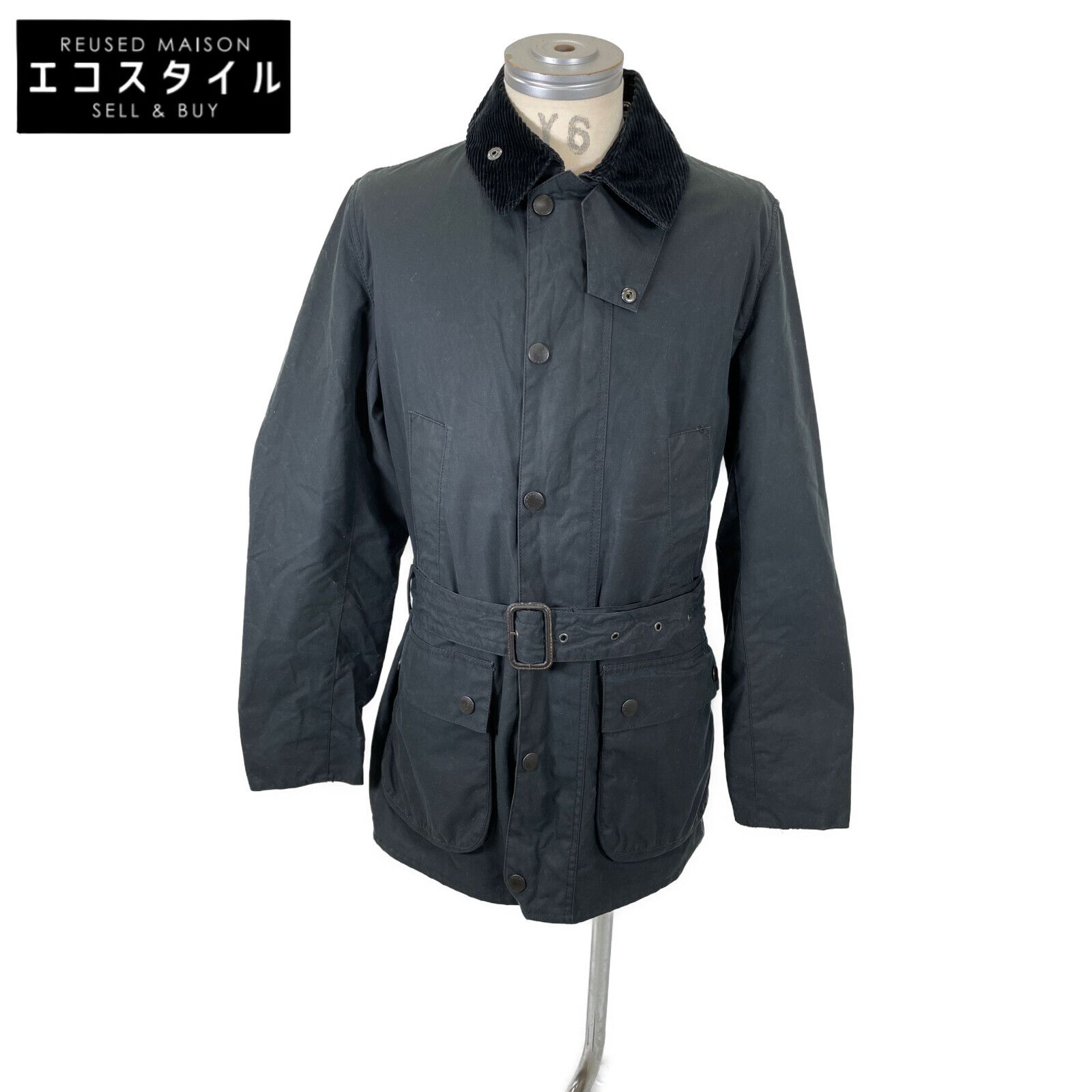 Barbour バブアー BEAMSF別注 ﾌﾞﾗｯｸ 1602028 BEAUCHAMP ｵｲﾙﾄﾞｺｯﾄﾝ ｺｰﾄ 38