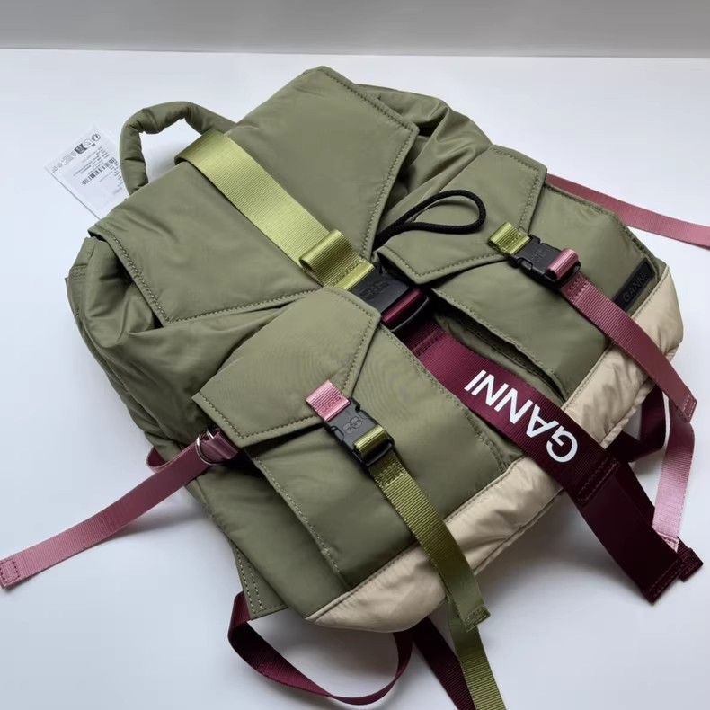 GANNI ガニー 男女兼用 リュックサック ブラック レディース ナイロンバック · 4色選択 DECORATOM_COM_BR