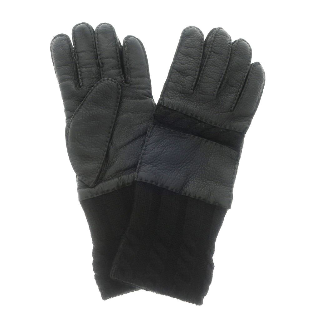 【中古】アーペーセー A.P.C. レザー ニット 手袋 ブラック【サイズS】【メンズ】