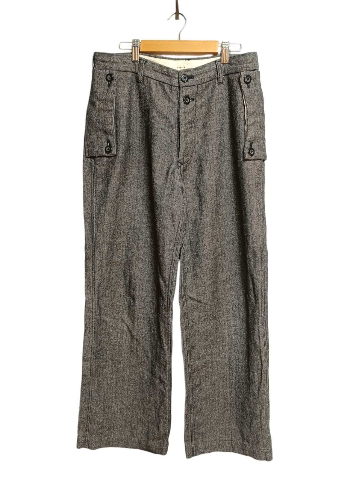 送料無料 Nisica Side flap wide pants Herringbone 関連イメージワード Auralee オーラリー Yoko sakamoto デザイナーズ ワイドパンツ ドメブラ Amachi Margiela マルジェラ