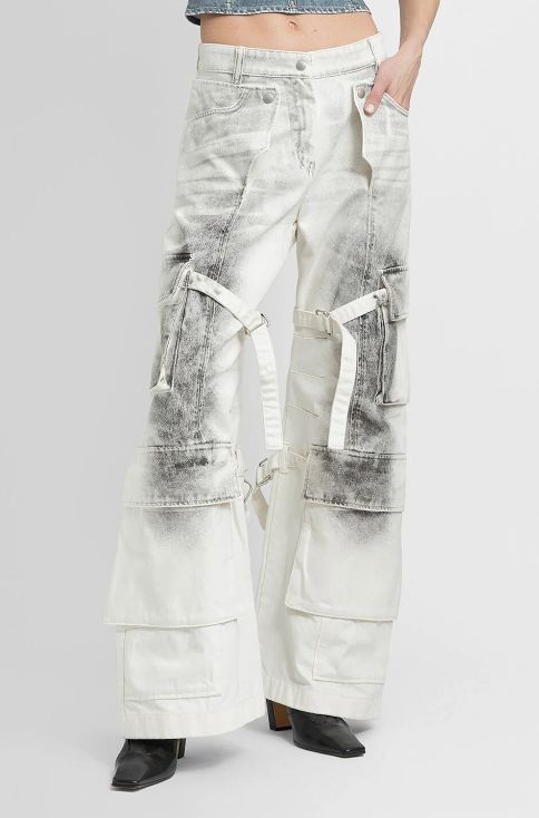 Acne Studios White & Gray Cargo Jeans