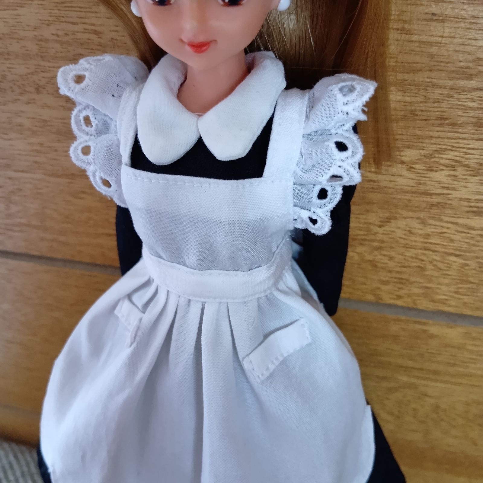 No.447 ジェニーちゃんのワンピース 濃紺 ＆白エプロン