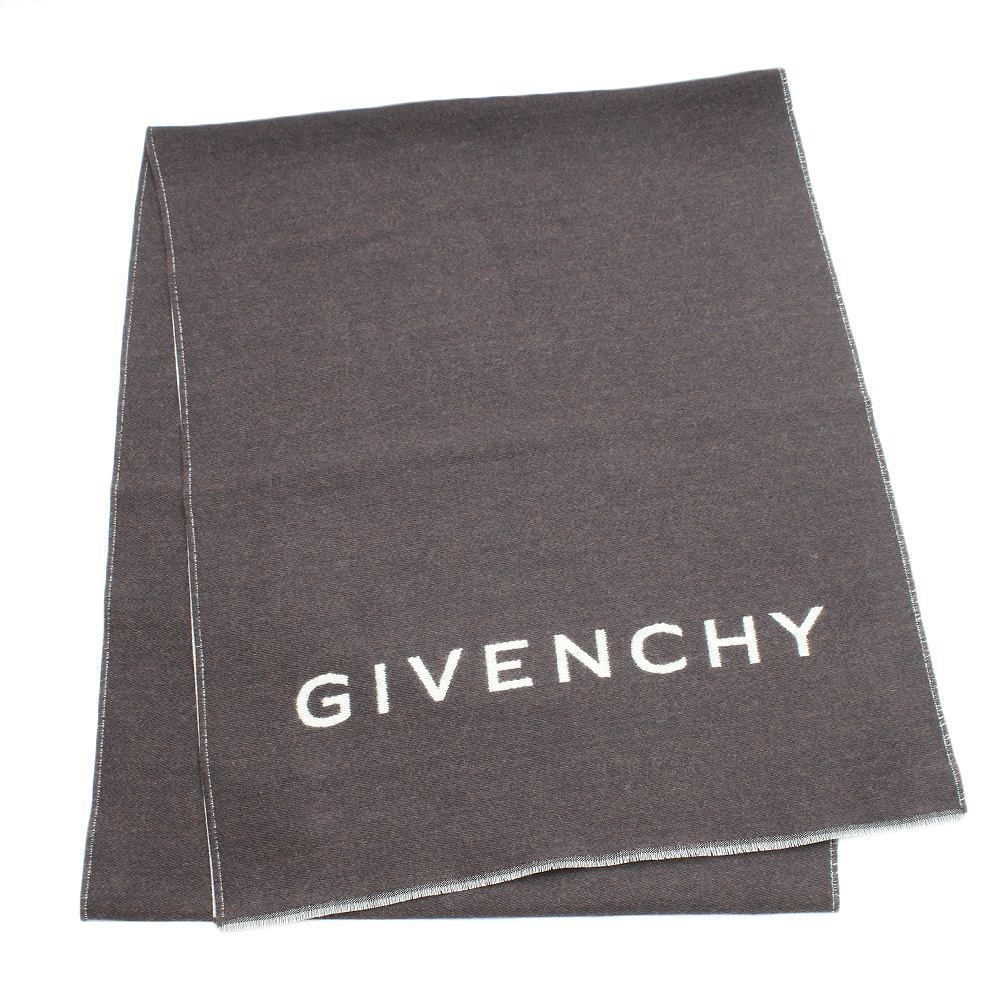 ジバンシィ GIVENCHY マフラー ビッグロゴ ウール シルク ブラウン ホワイト 人気 ブランド おしゃれ 誕生日 記念 プレゼント ギフト 送料無料